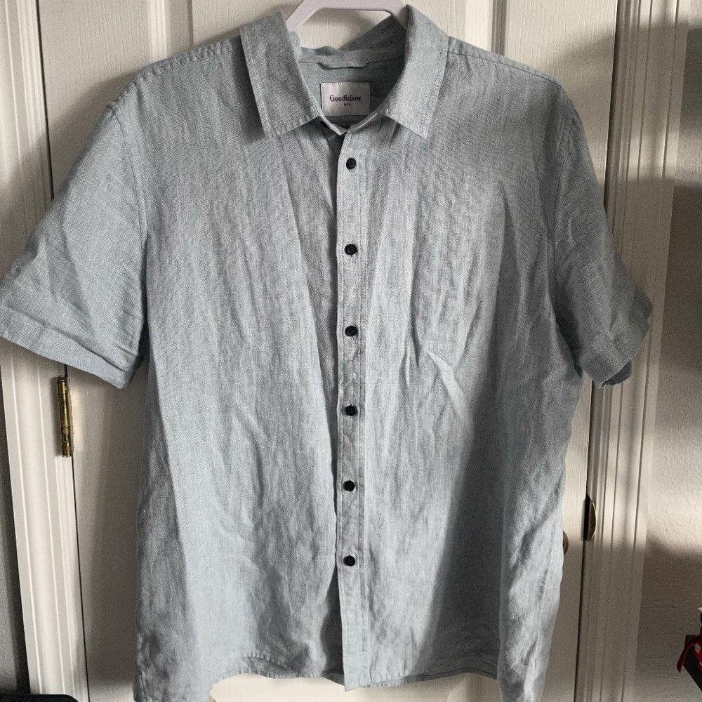 light blue button up